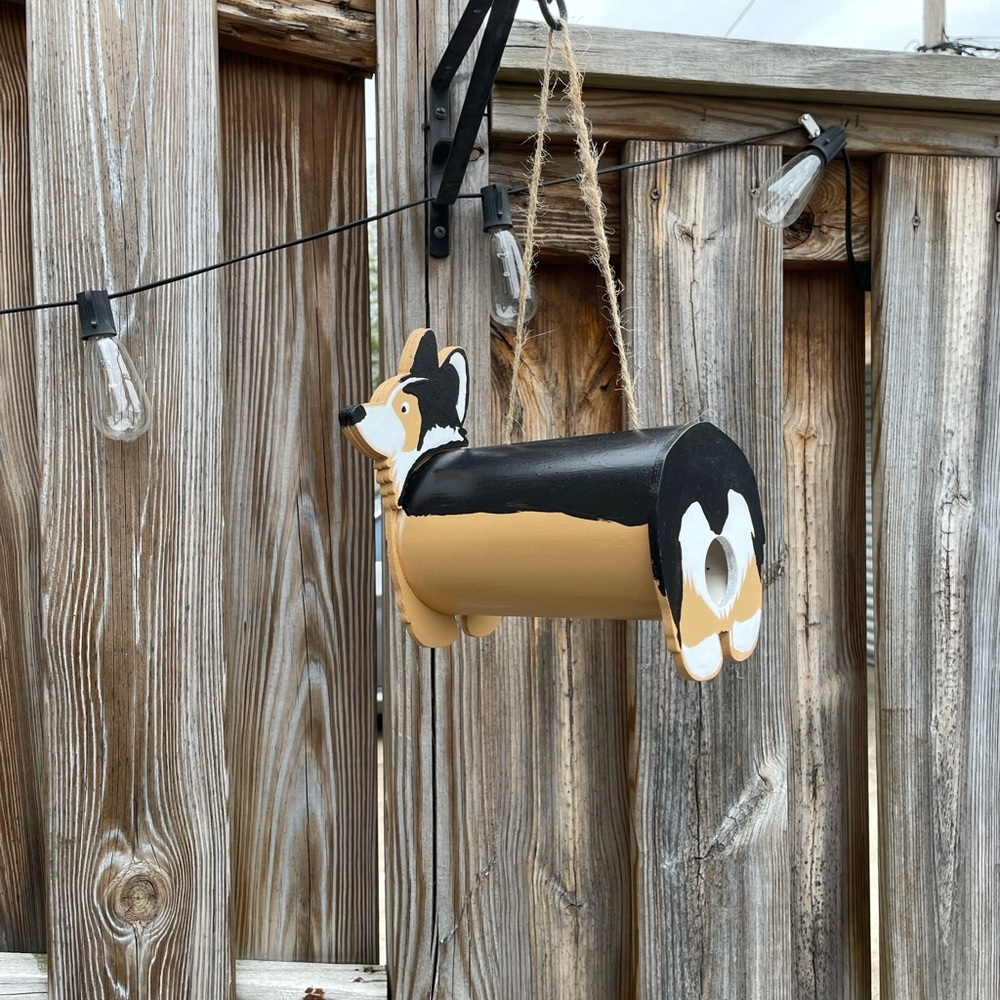 Handmade tri color Corgi Butt Birdhouse​
